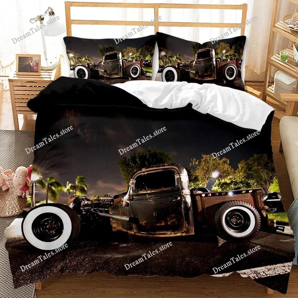 Vintage Duvet Cover Set Classic Car Automobile Mechanic Nostalgic 50s Bedding Set Twin Queen King Full Polyester Quilt Cover369