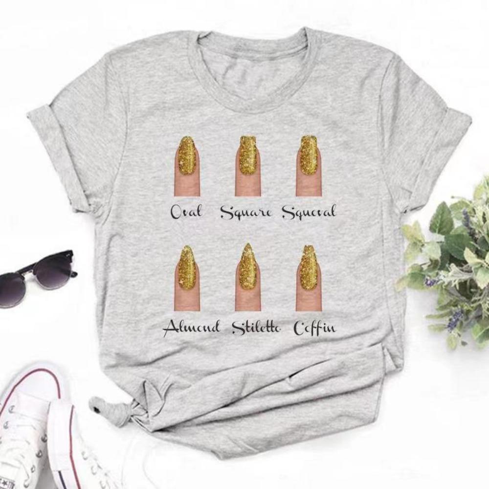 Kadın Tişörtleri Moda Kadın Karikatür Grafik Tırnak Sevimli Baskılı Üst Tişört Kadın Tişört Bayan Giyim Tişörtler