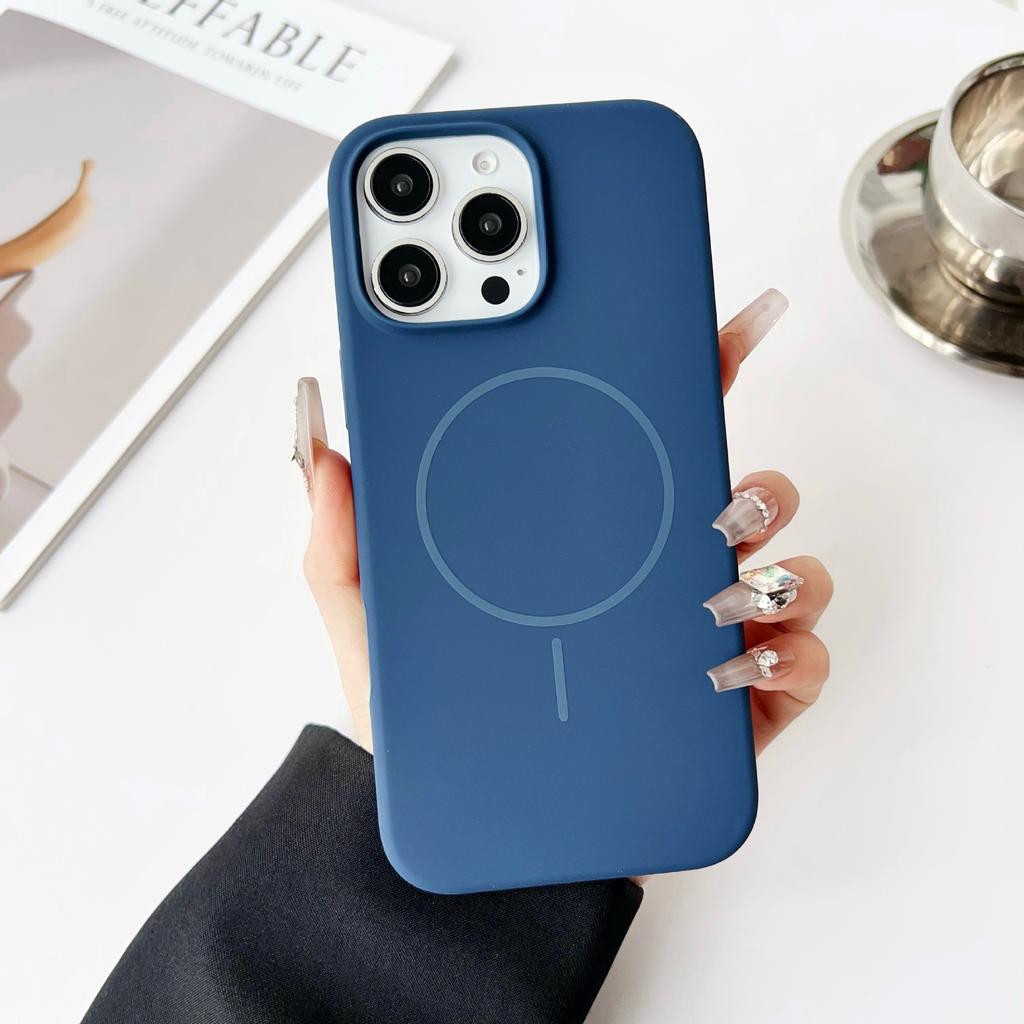 Thin Ring Magnetic Suction Suitable for IPhone17promax Mobile Phone Case Solid Color Liquid Silicone Apple 16 Full Inclusive Protective Case