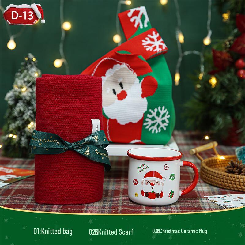 Christmas Gift Set with Knitted Bag, Ceramic Cup & Scarf