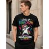 Men's Black Short Sleeve T-Shirt with Colorful Dabbing Unicorn Graphic, Crew Neck, Soft Cotton Feel, Fun Party Birthday Gift Tee for Adults
