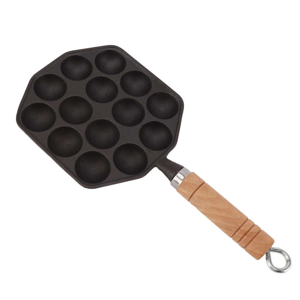 Takoyaki Pan, 14 Hole Cast Iron Grill Pan with Excellent Heat Conductivity, for Kitchen Japanese Food Cooking