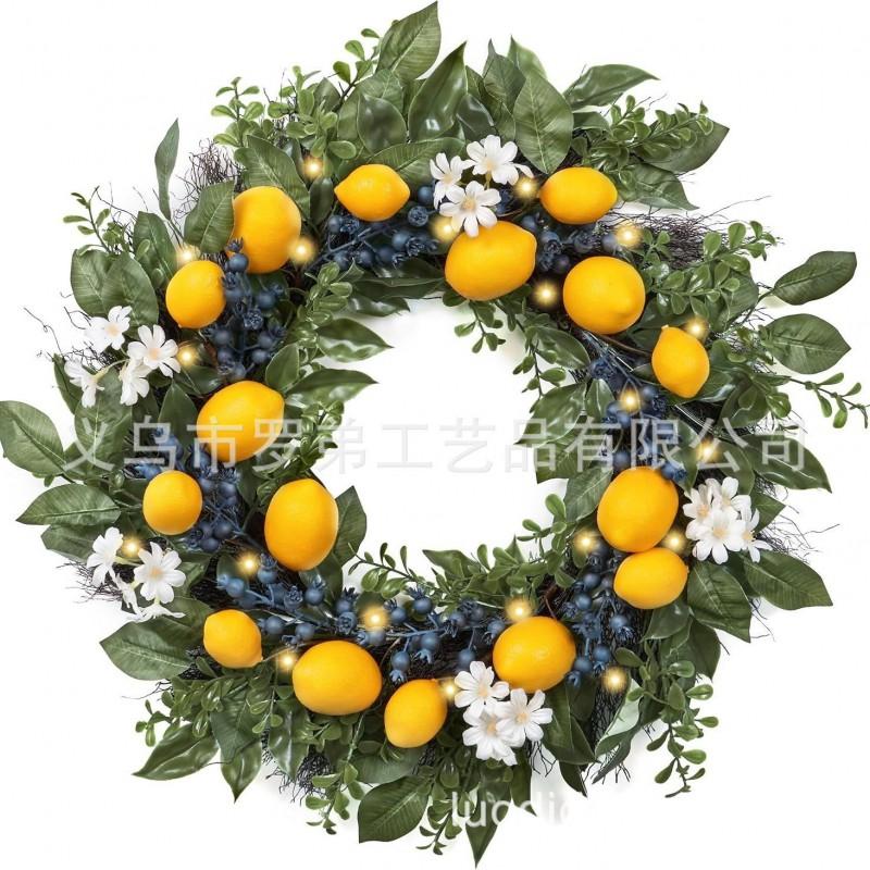 Artificial Lemon Peony Wreath Wall Hanging Decor Door Home Festival Party Decoration