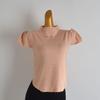 Puff Sleeve Short Sleeve Knit T-shirt Women Clothes Shoulder Short Top Versatile Elegant Slimming Summer and Autumn Bottoming Shirt