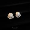 French irregular leaf pearl stud earrings light luxury high-end sense earless earrings new mosquito coil disc ear clips temperament
