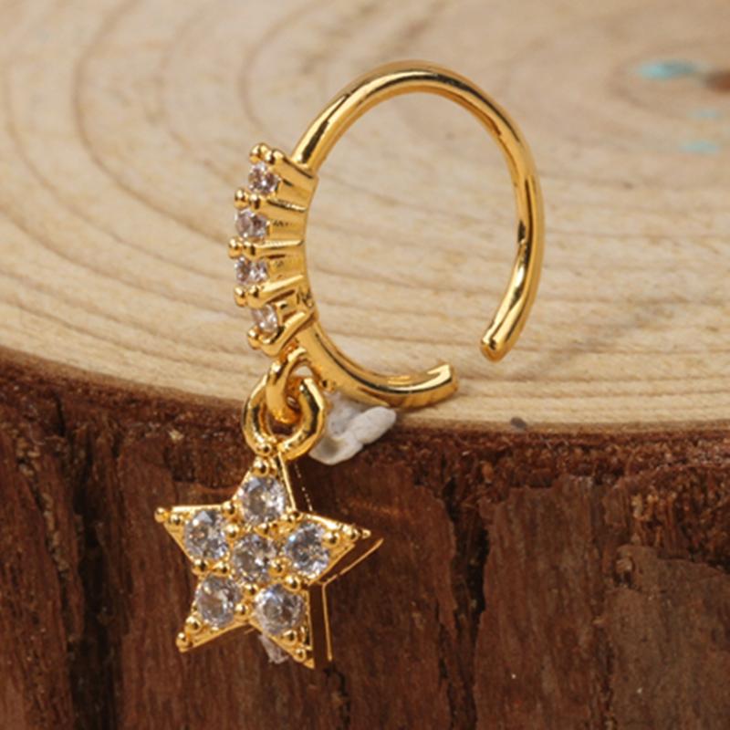 Gold Plated Pendant Nose Ring Hoop for Women Crystal Nose Hoop Protection Jewelry Nose Piercing Cartilage Earring Piercing