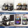 2 Layers Under Sink Organizer Sliding Cabinet Basket Organizer Storage Rack with Hooks Hanging Cup Bathroom Kitchen Organizer