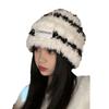 New Autumn and Winter Plush Hat for Women Korean Style Versatile Warm Thickened Cute Knitted Hat Showing Face Small Plus Velvet Snow Hat