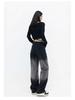 Birnenförmige High-Waist Schwarze Gradient Wide Leg Jeans für Damen - Schlankmachende Straight Leg Hose für Frühling und Herbst