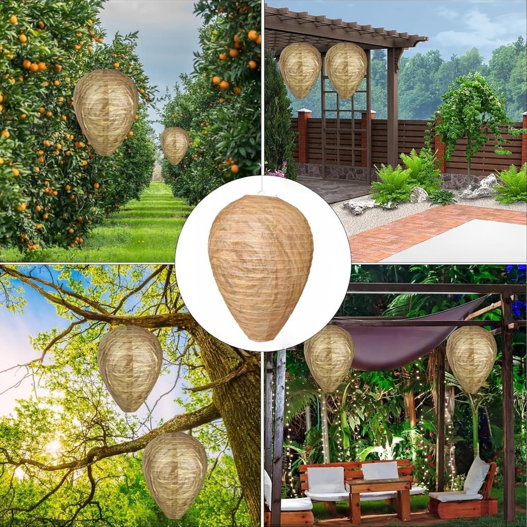 3 Pieces Fake Wasp Nests Natural Wasp Repellent Hanging Artificial Hives For Garden Patio Yard Porch And Courtyard Outdoor Use