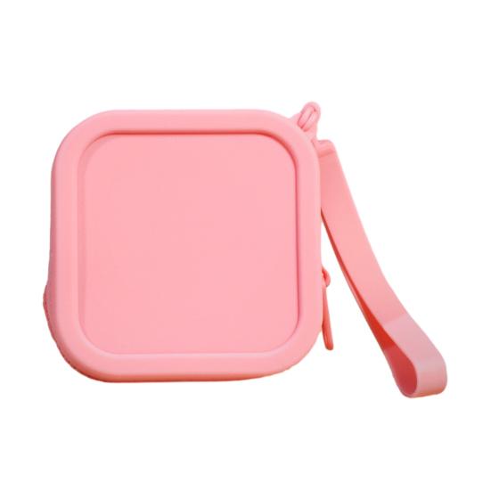 Small Silicone Coin Purse Pouch with Zipper And Wrist Strap, Square Shockproof Fashionable Accessory for Backpacks Storage Bag, Lightweight