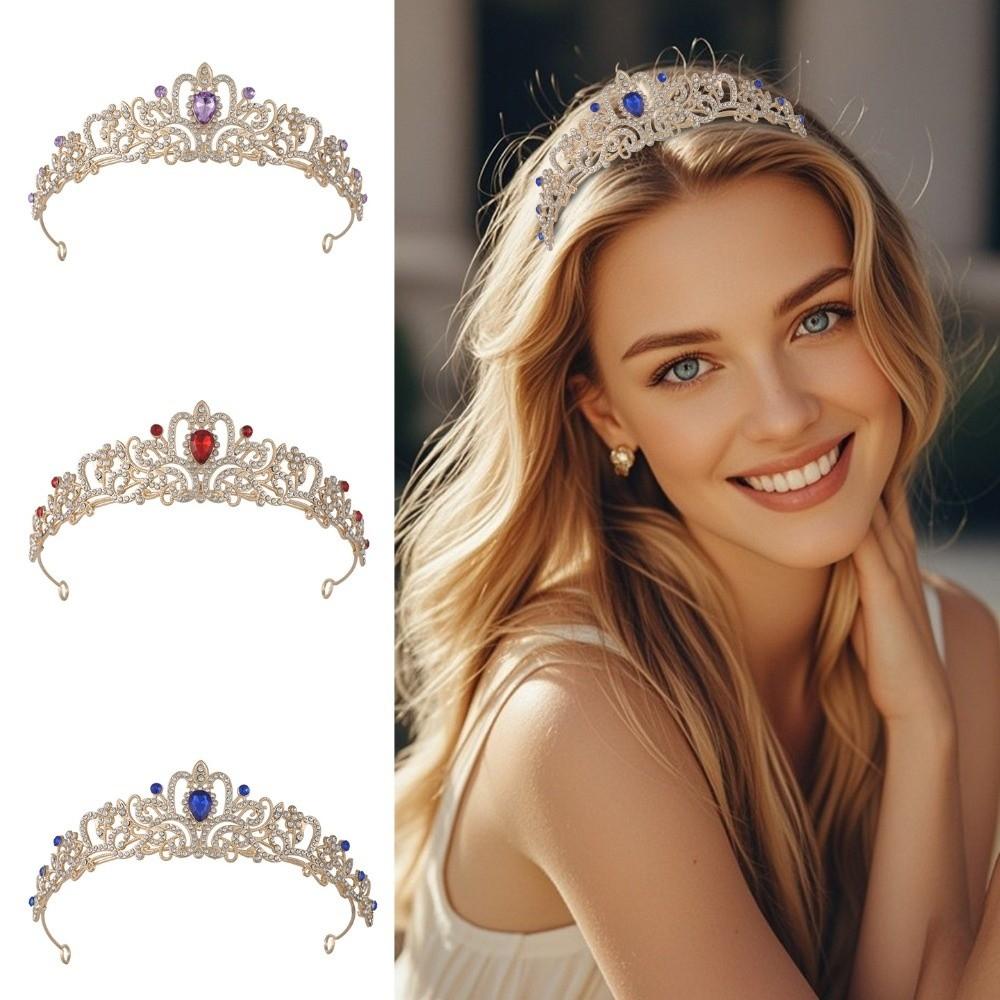 Elegant Queen Tiara Crown Golden Princess Rhinestone Tiara Exquisite Baroque Crown  Wedding