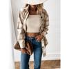 Camicia da donna autunnale Camicia di media lunghezza con risvolto ampio scozzese Comoda giacca da camicia casual