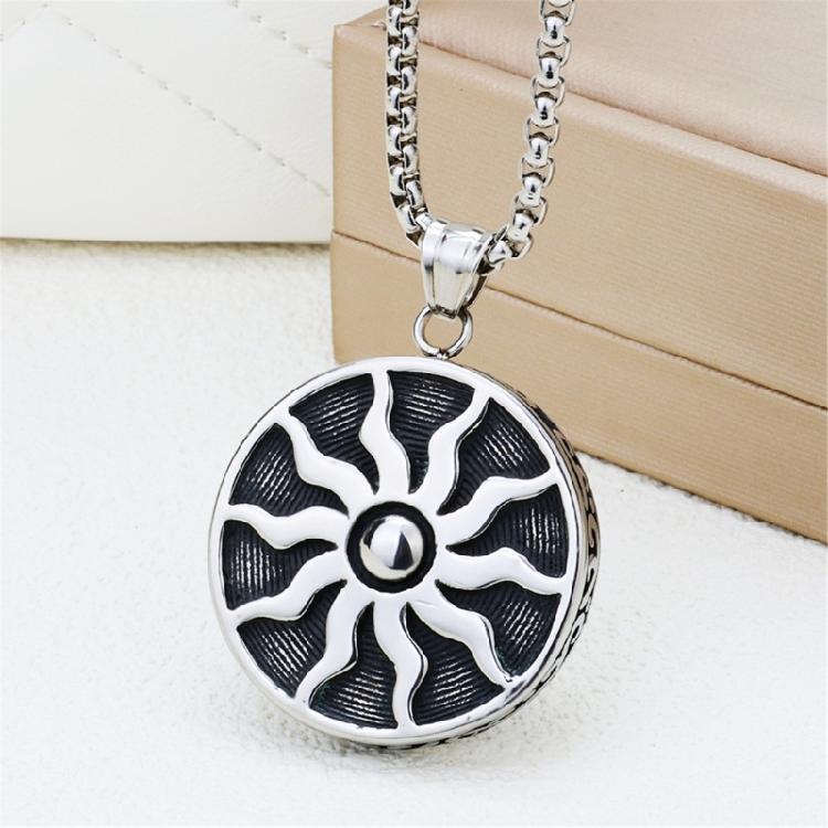 Dark Aesthetic Sun Pendant Necklace Stainless Steel Gothic Chain Jewelry Party Wear Everyday Fashion Statement Necklaces