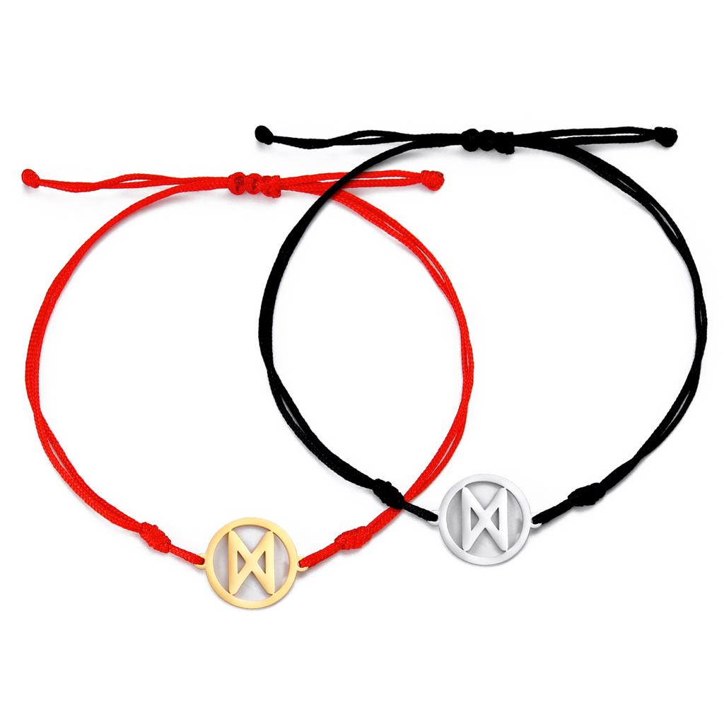 Dawapara Norse Runes Bracelet Elder Futhark Rune Charm Adjustable Rope Bracelet Stainless Steel Viking Jewelry