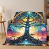 Tree of Life Nordic Mythology Yggdrasil Nature Cartoon Flannel Blanket Soft Throw Blanket for Bedroom Living Room Bed Travel Kid