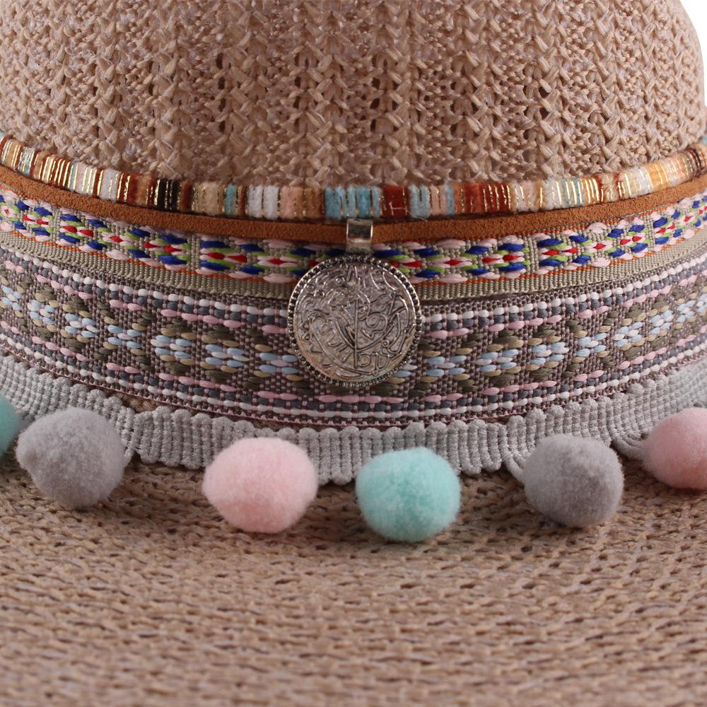 Hot-selling American Western Cowboy Hat Knitted Outdoor Sun Hat Ladies Sunscreen Hat Ethnic Eaves