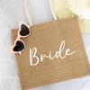 Burlap Hand Bag For Weddings Breathable Natural Fabric Large Capacity Reusable Bridal Party Gift Bag With Wide Handles