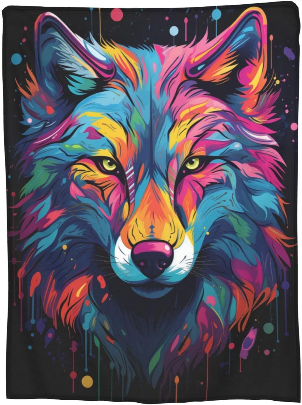 Colorful Wolf Blanket Wolf Fleece Blanket Gifts for Girls Kids Women Adults Lightweight Super Soft Plush Flannel Throw Blanket 75X95CM
