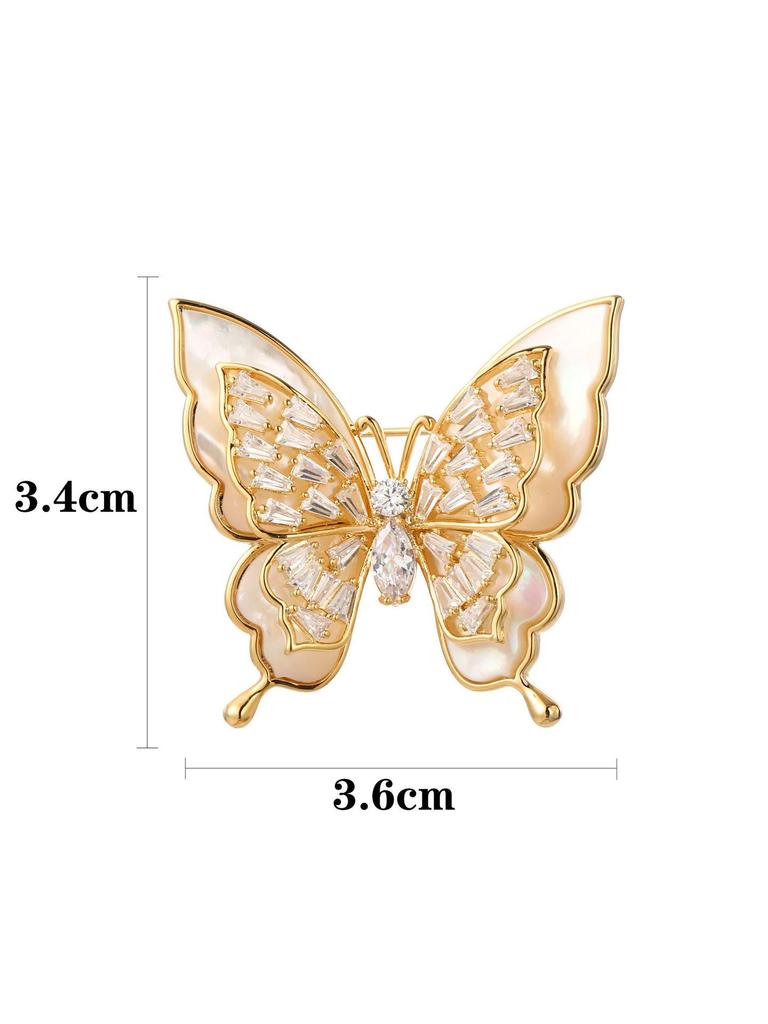 Snowflake & Butterfly Zircon Brooch with Freshwater Pearl for Women's Korean Style Suit Coat
