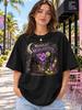 Midnight Margaritas With Black Cat Crescent Moon Purple Magic Cocktail T-Shirt
