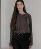 AWOKOMOSEU Scarf Button Blouse (Charcoal) Orc 6111