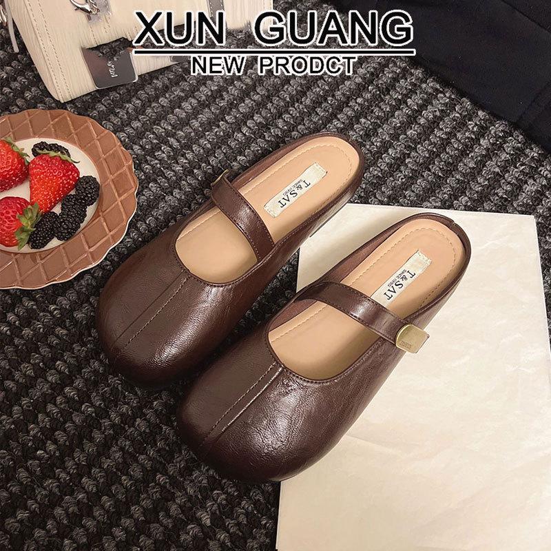 

Кожаная французская сумка, полушлепанцы, женские, на одном педале, 2025 весна и лето, новая верхняя одежда, туфли Мэри Джейн на одном педале 40