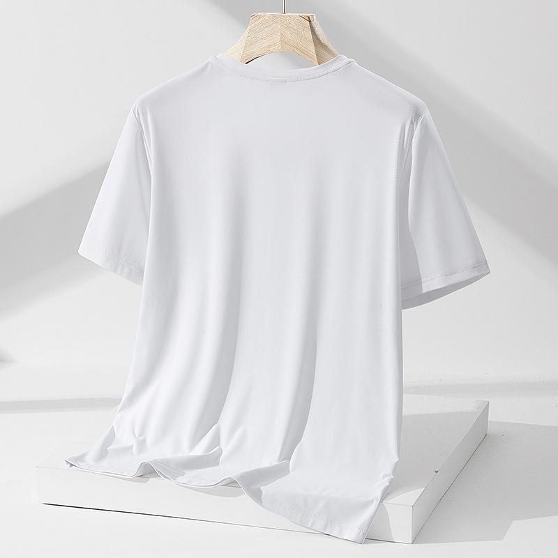 Men's Summer Ice Silk Quick-Dry Mesh T-Shirt - Breathable, Lightweight, Short Sleeve Trendy Base Layer In White.