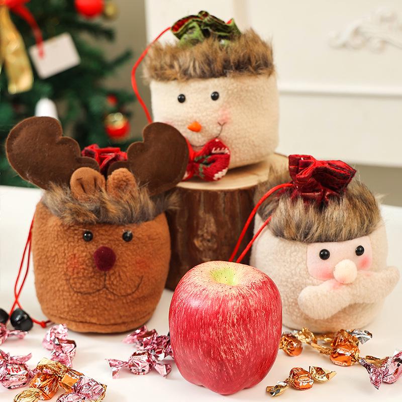 Christmas Candy Bags with Santa Claus Design, Imitation Linen Gift Bags for Holiday Decor