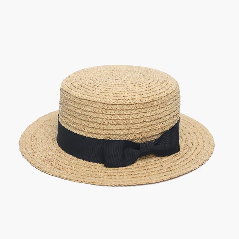 Women's Ribbon SS Boater Hat Raffia Hat