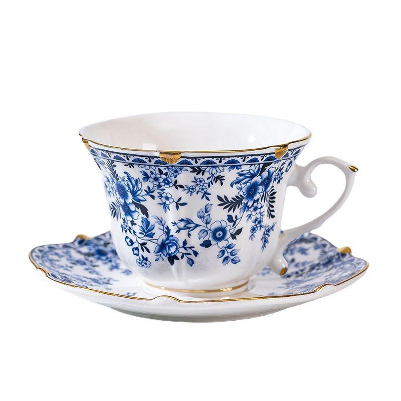 Blue Love Flower Bone China Coffee Cup Saucer High-End Exquisite Ceramic Coffee Cup Women'S English Afternoon Tea Tea Set