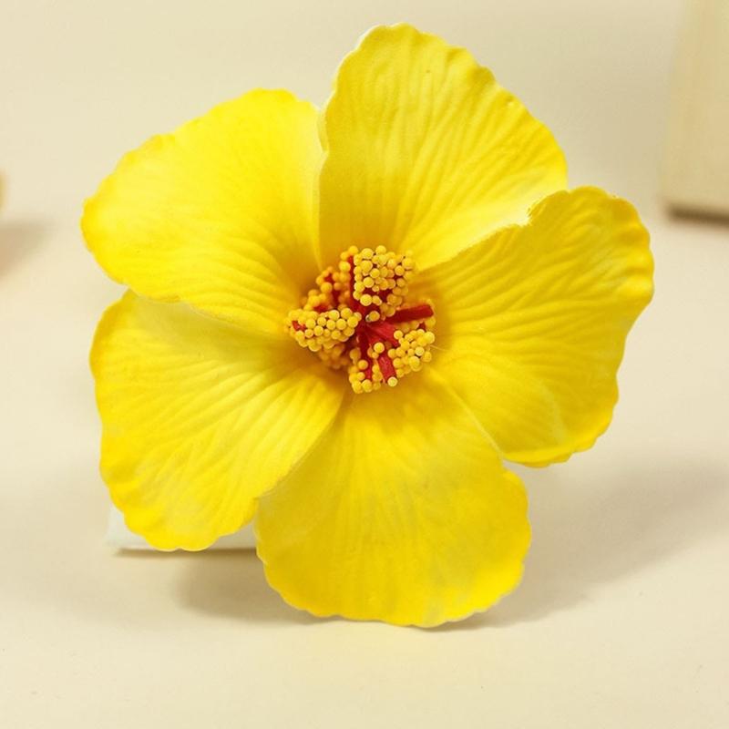 10pcs Fabric Hawaiian Double Flower Hair Clip Tropical Floral Barrettes Elegant Hairpin Beach Accessories For Women Girls