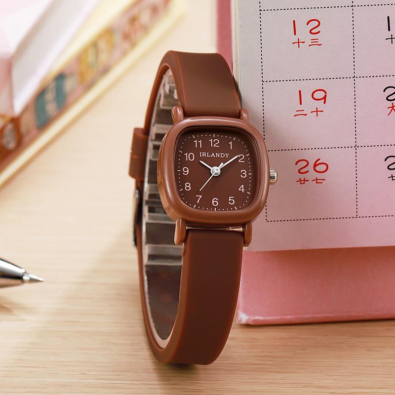 Fashion Silicone Strap Women Quartz Watch Simple Square Arabic Dial Ladies Wristwatches Girls Clock Student Daily Use