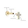 Cross Solid 18K Gold Internally Threaded Cartilage Studs AU750 Paved Diamond Luxury Body Piercing Jewelry
