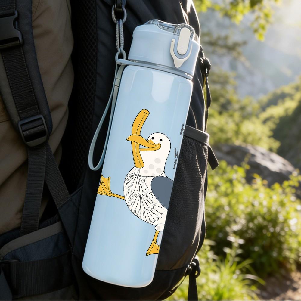 1PC Cute Duck Quote 750ml Color Plastic Sports Water Bottle Leakproof Flip Straw Lid Suitable for Sports Office Home Use