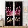 2 Pcs Pink Crown Print Curtains,suitable for Bedroom,living Room Kitchen Decoration,home Decoration,window Decoration
