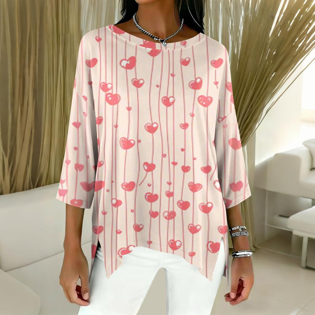 Damen 3/4-Ärmel Shirts Grafik-T-Shirts Shirts Lässige Basic-Tops Pullover