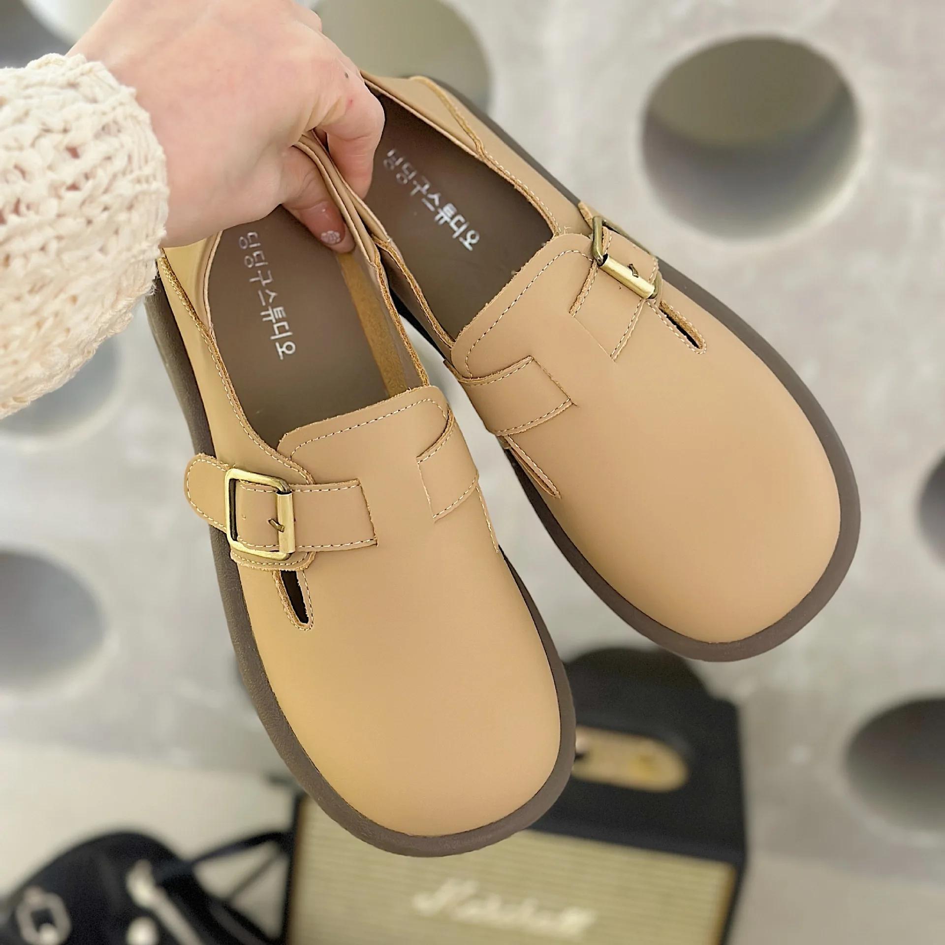 

Весенние женские кожаные туфли в английском стиле, модные туфли с круглым носком и каблуком по центру, металлический дизайн, большой размер 43