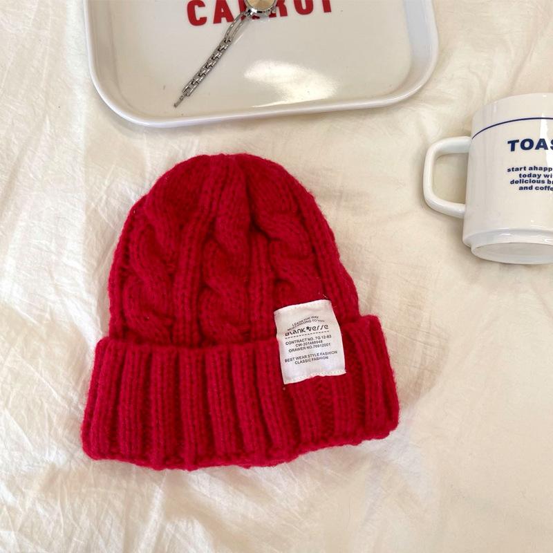 Candy-colored Twist Knitted Hat Cone Top Age-reducing Cute Girl Wool Hat Autumn and Winter Student Warm Ear Hat