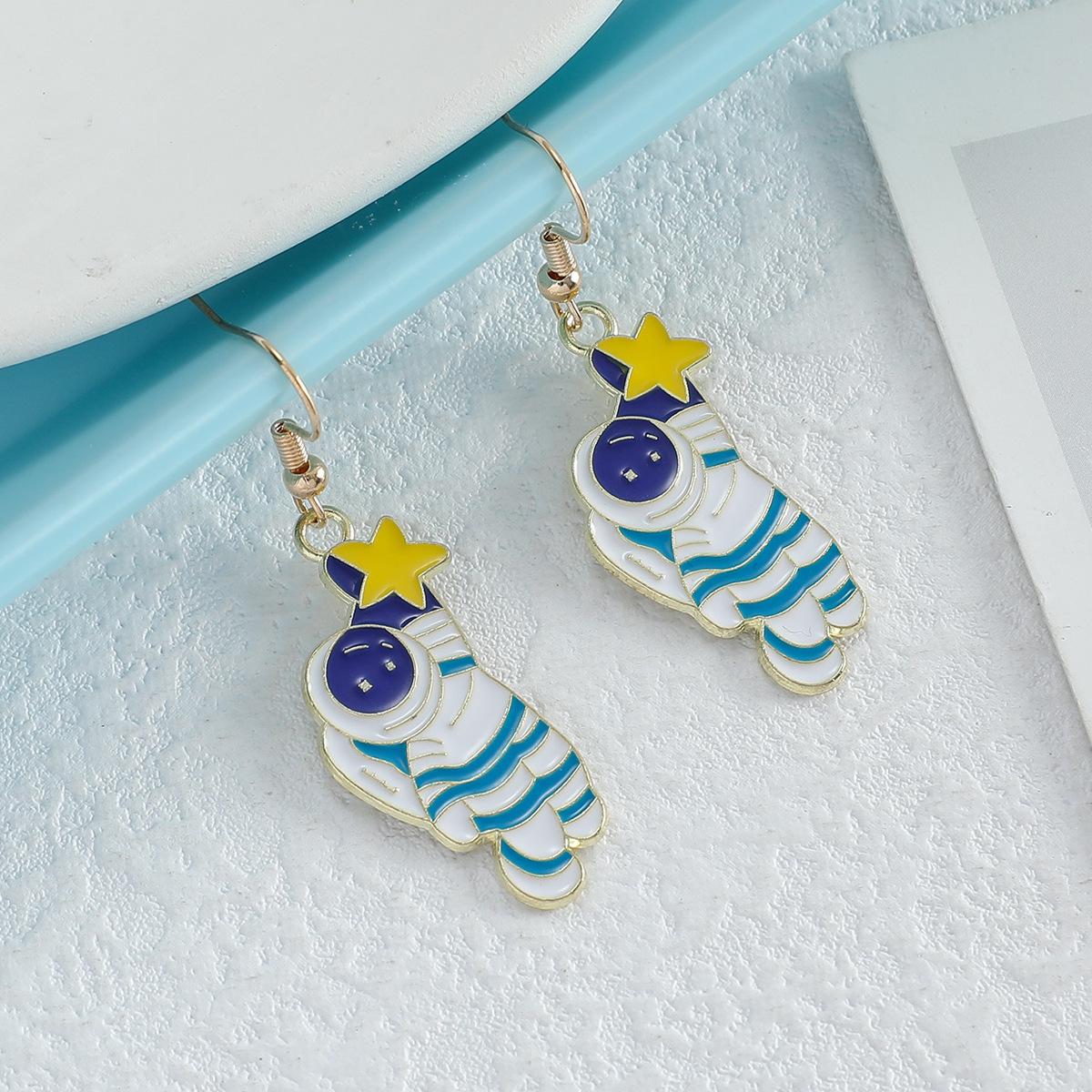 

Astronaut Alloy Drop Earrings - Space Series with Stars & Universe Design