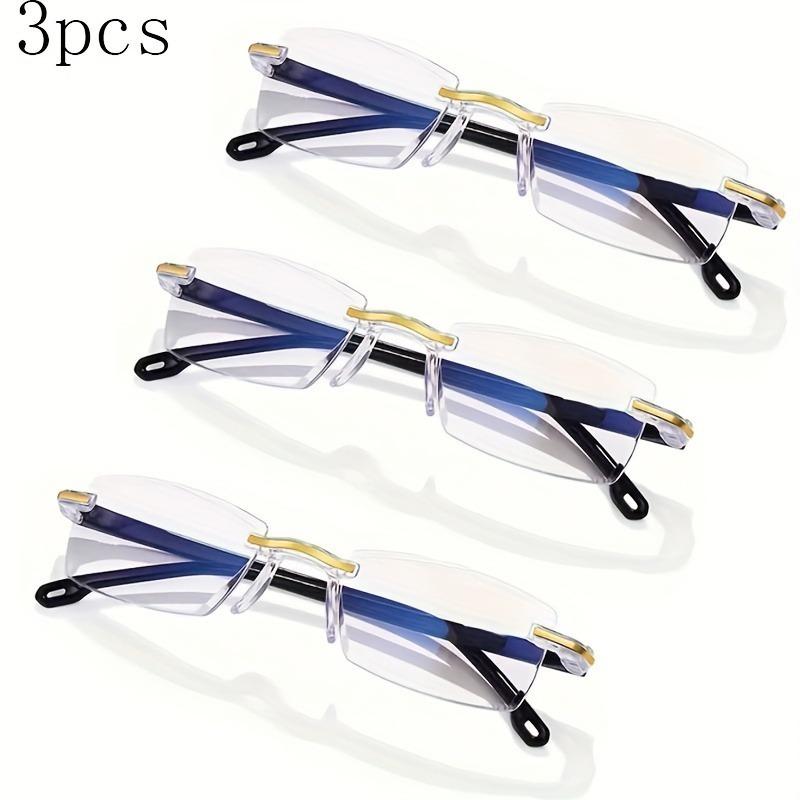 

3 шт. Легкие безрамочные очки для чтения Ретро Квадратные Ультралегкие Очки с защитой от синего света Для пресбиопии Оптические Очки +100