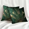 2pcs Elegant Green Geometric Print Pillow Covers Double-Sided, Zippered Living Room Decor (No Inserts) Decorative Pillows Cases
