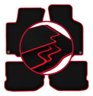 Velours-Fußmatten mit rotem Rand für: Volkswagen Golf IV Schrägheck, Kombi, Variant (1997-2003)