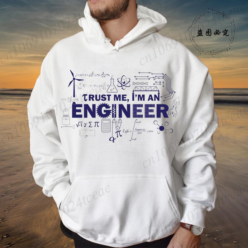 Hoodies for Men Funny Saying Trust Me I Am An Engineer Geek Letter Sweatshirt Programmer Streetwear Long Sleeve Sportwear Fleece