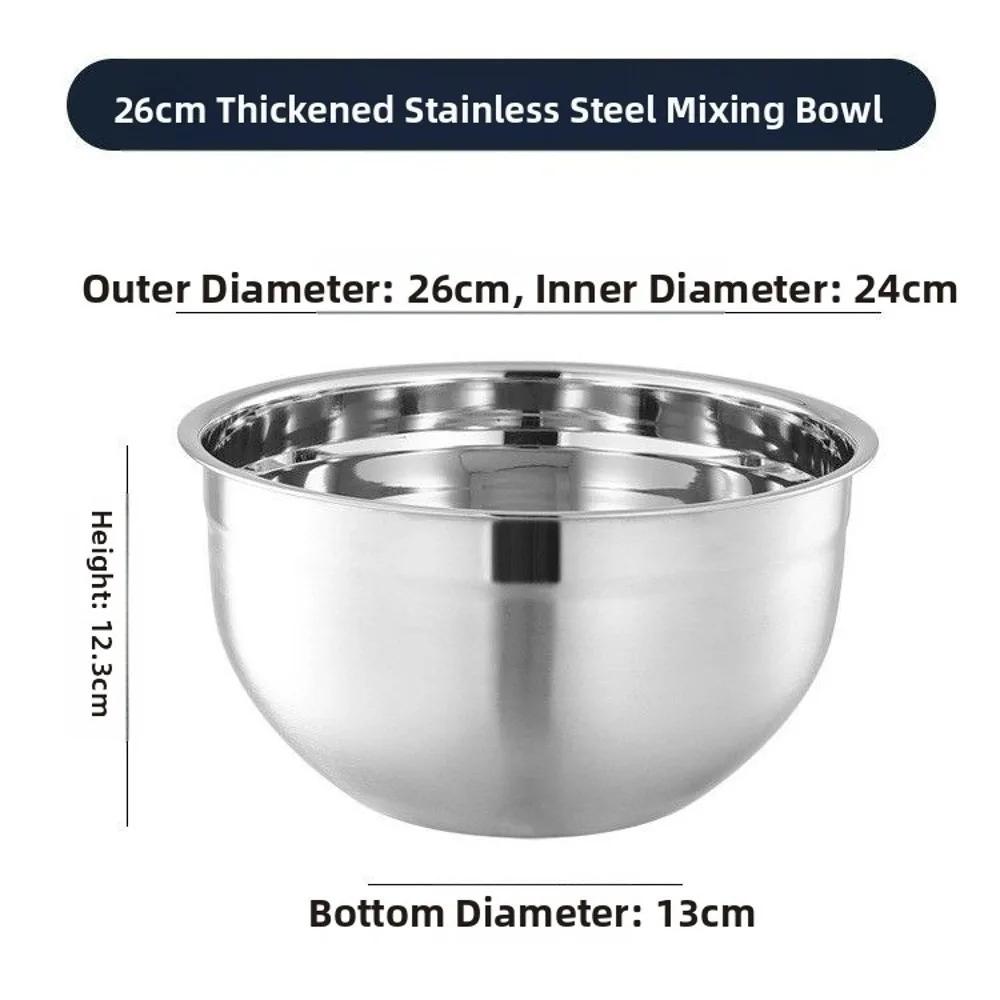 New Durable Stainless Steel Mixing Bowl Cold Vegetable Bowl Thickened Baking Fruit Salad Bowls Large Capacity Egg Mixing Basin