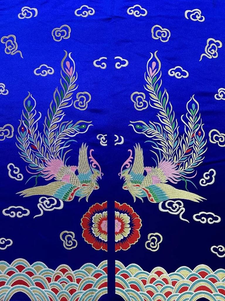 100x150cm Phoenix Tibetan Satin Imitation Brocade Fabric DIY Cheongsam Dress Fabric Double Phoenix Butterfly Dress Fabric