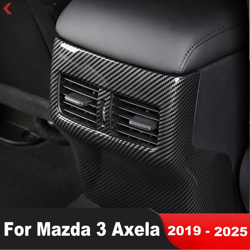 Car Armrest Box Rear Air Condition Vent Outlet Cover Trim For Mazda 3 Axela BP -2024 2025 Carbon Fiber Interior Accessories