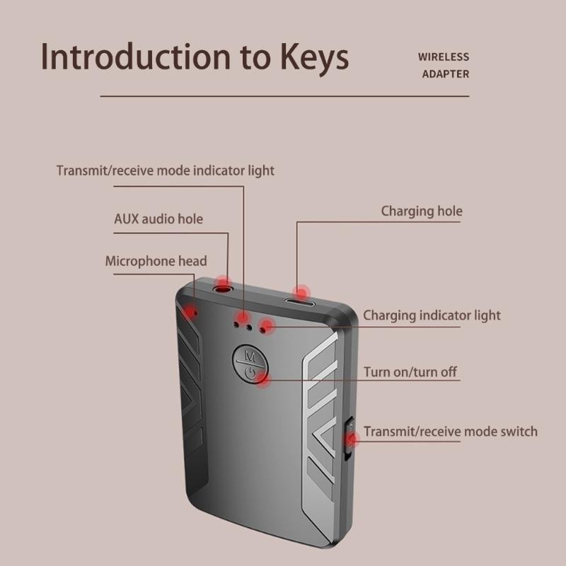 Double Mode Wireless Auditory Adapter BT5.0 Transmitter And Receiver Connection Two Devices 10m Ranging