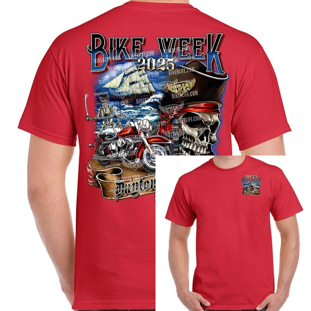 New 2025 Bike Week Daytona Beach Shipwrecked Pirate Tshirt Highend Luxury Unisex Style Both Of Men And Women