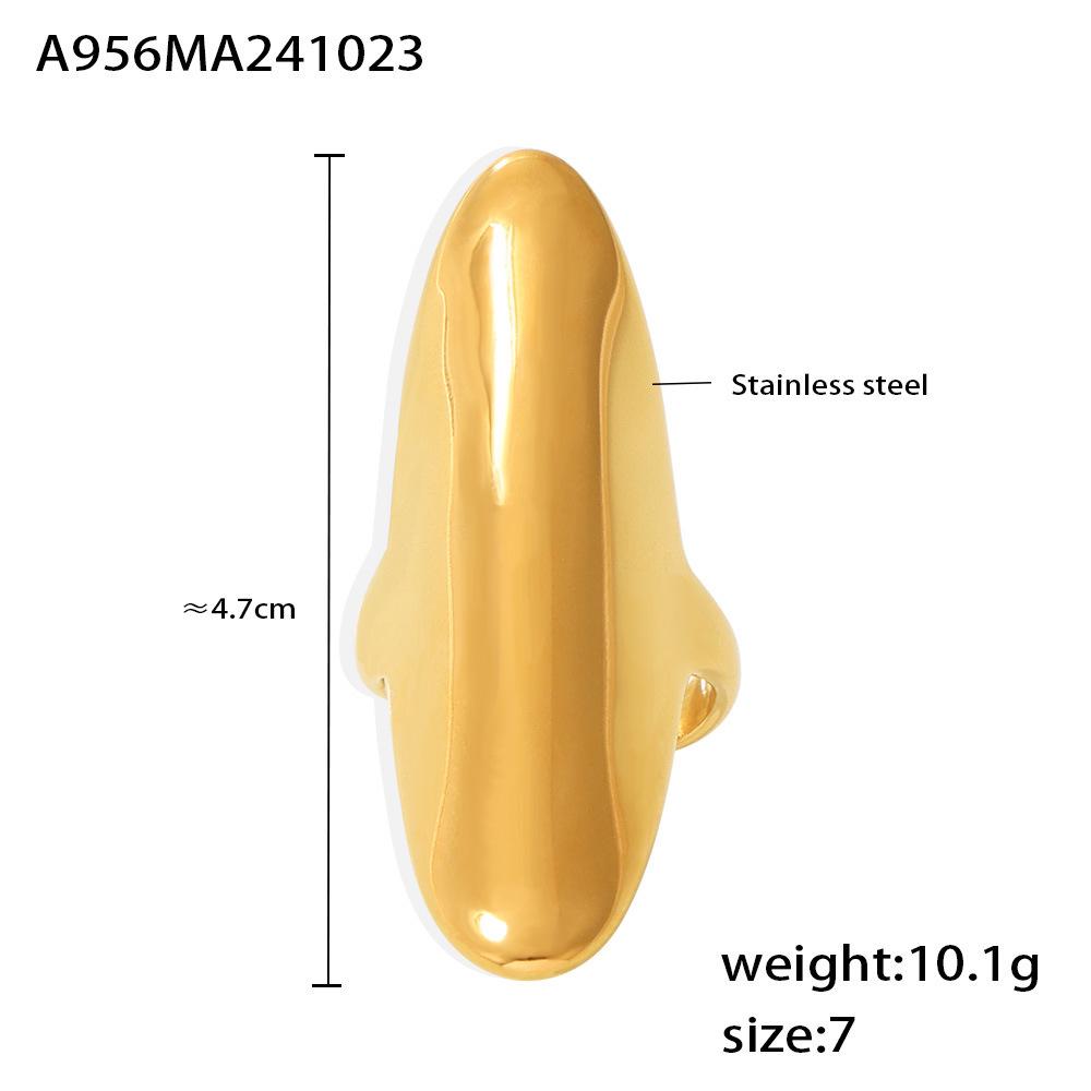Irregular Textured Polished Stainless Steel Open Ring Accessory Size 7
